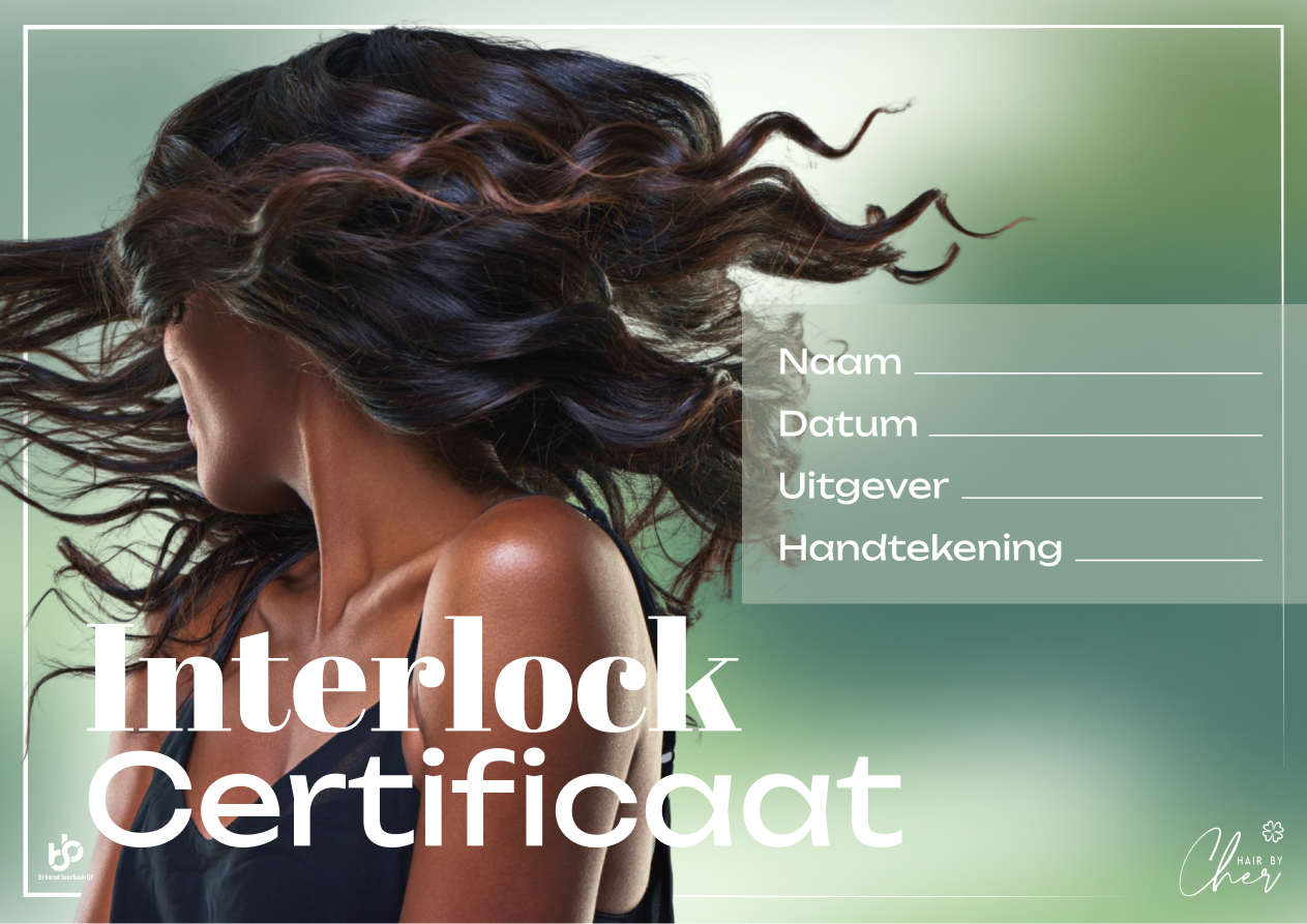 Interlock Certificaat HairByCher - ontwerp door Abigaél Straver